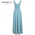 Sky Blue Sleeveless Glitter Maxi Fashion Style Lady Garments Extravagant Evening Dress